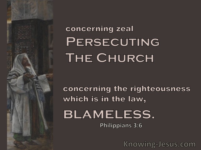 Philippians 3:6 Concerning Zeal Persecuting The Church Concerning The Law Blameless (brown)